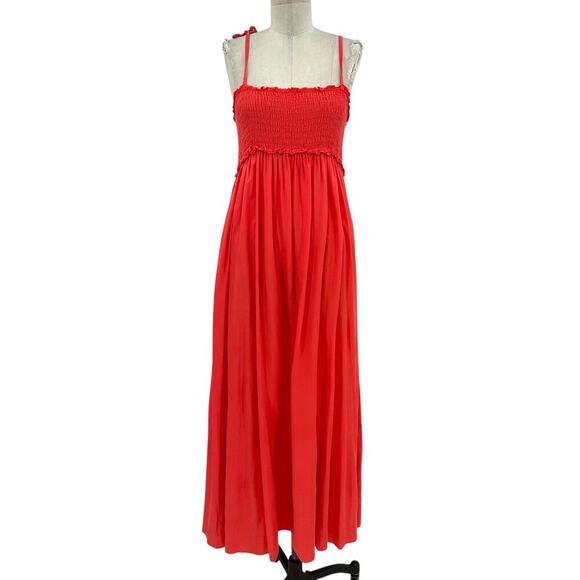 Tuckernuck Pomander Place Shallon Tie Strap Smocked Maxi Dress Coral Size‎ Large - Picture 1 of 13